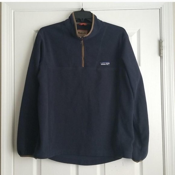 NEW Hawke & Co Fleece 1/4 Zip Pullover Jacket!  M  Grayish Blue With Brown Trim - Picture 2 of 3